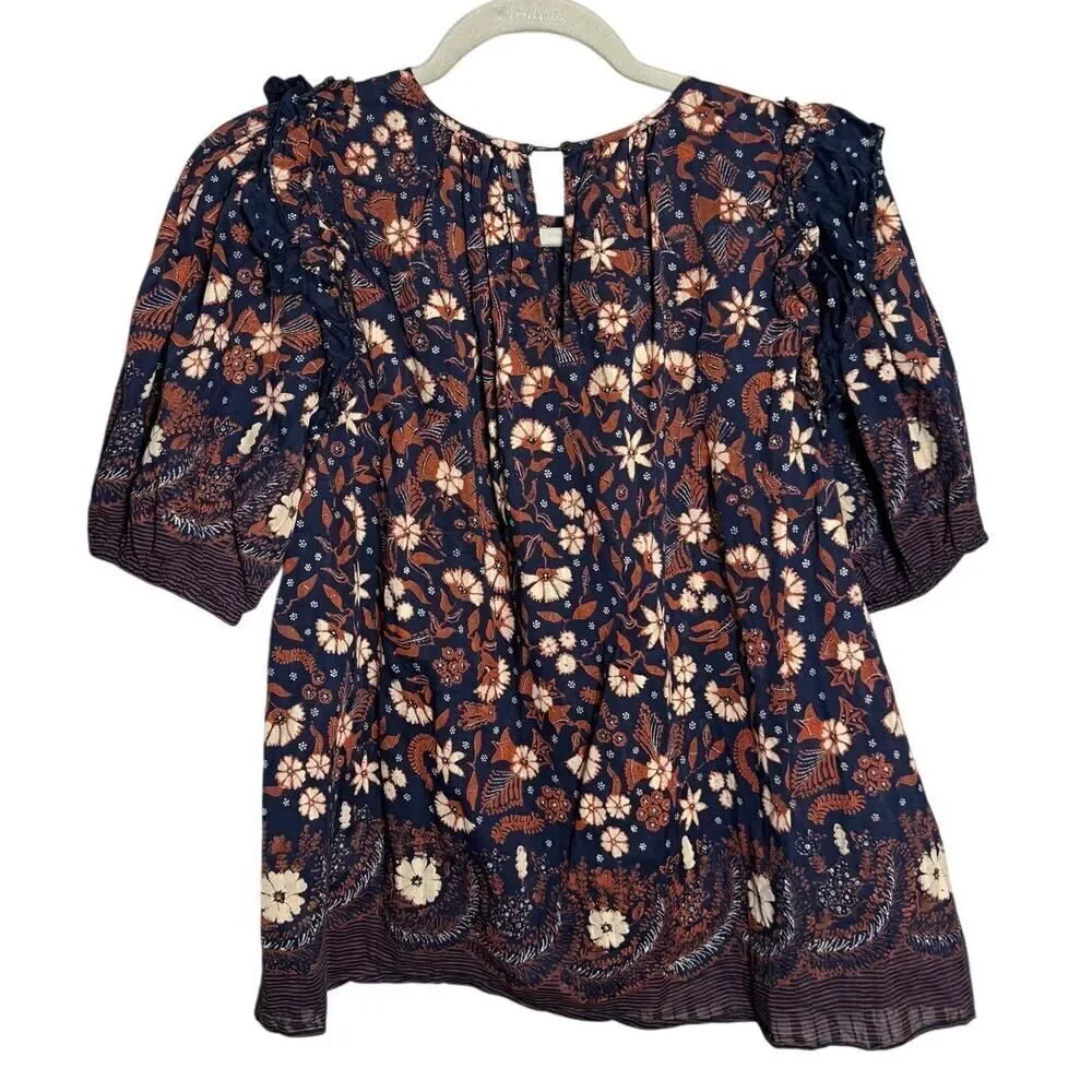 Ulla Johnson Arbor Ruffled Top in Midnight Print Women’s Sz. 6